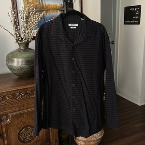DKNY Black Striped Slim Fit Button Down Shirt